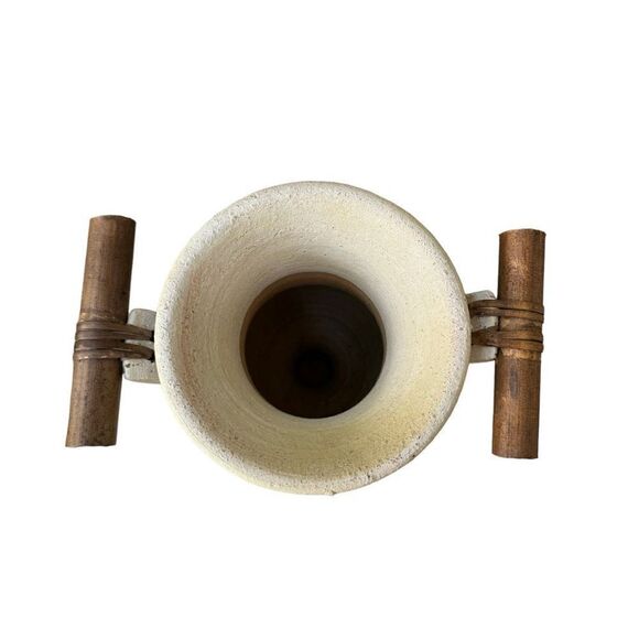 Handmade vintage clay zebra vase made in Philippines 9” - Picture 4 of 8